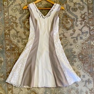 REISS dress in white and silver with lace, size 0